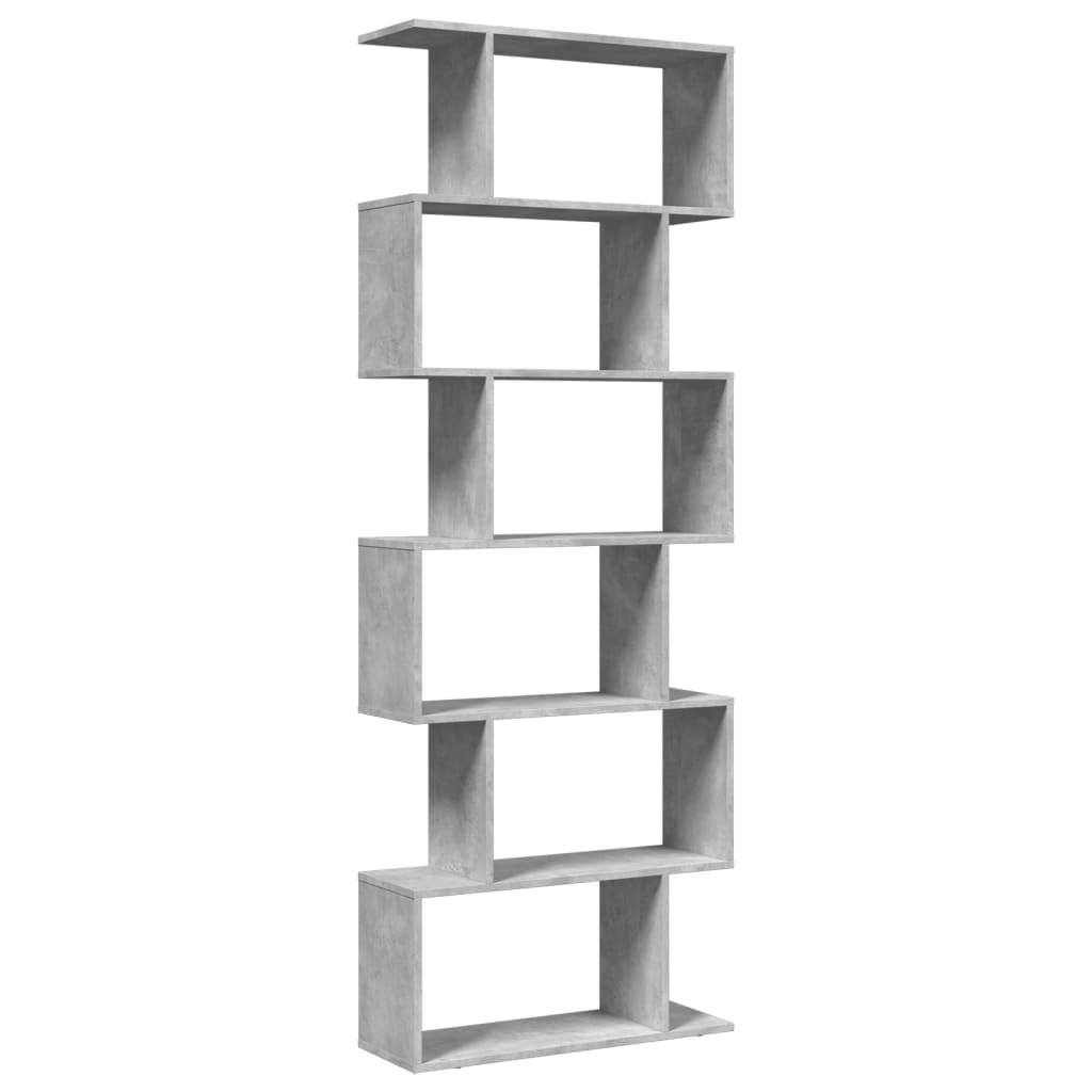 vidaXL Libreria Divisorio 6Piani Grigio Cemento 70x24x193cm Truciolato, libreria, Mobile Porta Libri, scaffale portaoggetti, Porta Libri