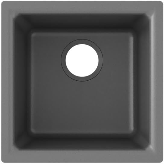 Elkay ELG1616GT0 Quartz Classic 15-3/4" x 15-3/4" x 7.7 Single Bowl Dual Mount Bar Sink, Graphite