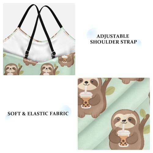 senya Girls Swimsuits One-Piece Swimwear Tie Bathing Suit Beach Summer Round Neck 7-8T Sloth Milk Tea Pattern3