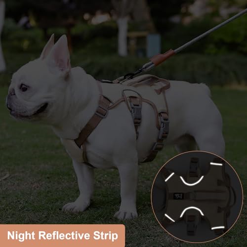 Wisebom Mehrzweck-hundegeschirr, Ausbruchsicheres Anti Zug Hundegeschirr, Anti Zug Geschirr Hund Sicherheitsgeschirr, Hundegeschirr Kleine Hunde für Kleine Mittelgroße Hunde (Beige, S)