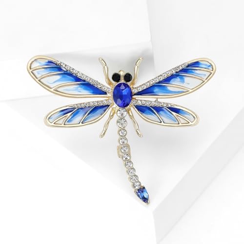 Image of Dragonfly Brooch and Pins for Women Enamel /Rhinestone Crystal Dragonfly Animals Brooches Jewelry for Mom Wife Elegant Dress Accessories Birthday Gifts