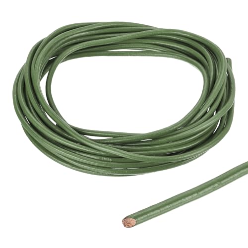 DMiotech 3mm Green Leather Cord, 5m(5.5 Yards) Round Leather Rope Lace Leather Strings for Crafting Necklace Bracelet Beading Jewelry Making DIY Projects