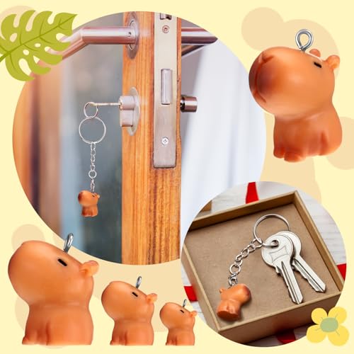 Image of Landical 36 Pcs Mini Capybara Resin Keychain Capybara Party Favor Keychains 3D Animal Pendant Figurine Accessories for Party