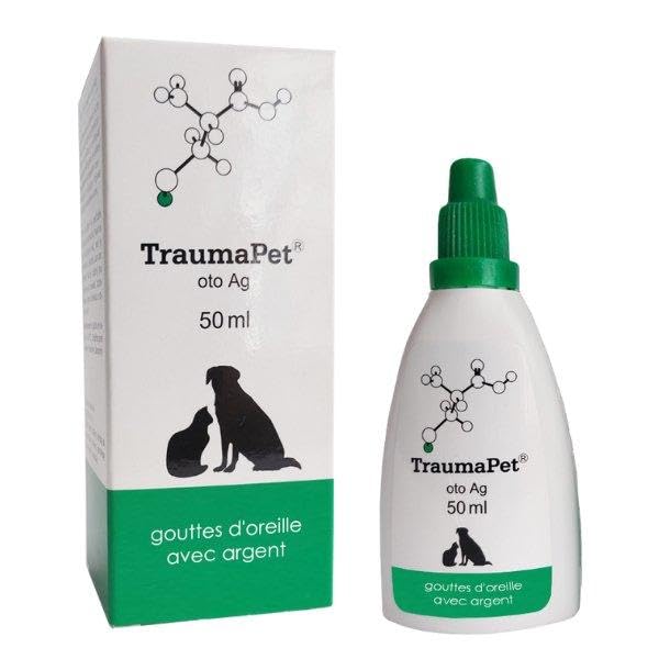 TraumaPet OTO AG - Gocce per orecchie per cani e gatti con argento colloidale