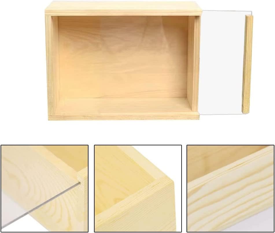 Miniatura 3 de YCOSAN 2 cajas de madera sin terminar, 7.9 x 5.9 x 2.7 pulgadas, cajas rectangulares grandes de madera con tapa para suministros de regalo de fiesta