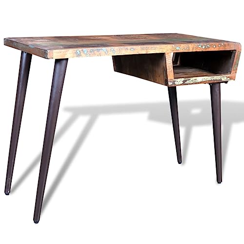 vidaXL Mesa de Oficina de Madera Reciclada Patas de Hierro Escritorio Despacho