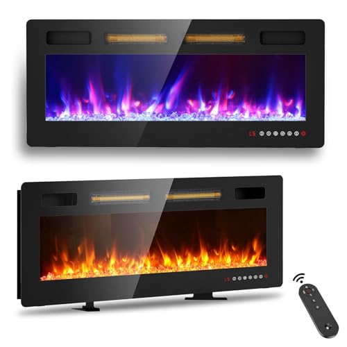 42" Ultra Thin Electric Fireplace, Wall Mounted & Freestanding, LED