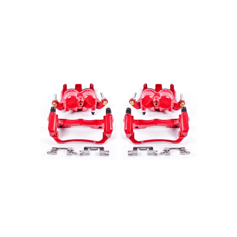 Image of PowerStop Front Red Powder Coated Brake Caliper Pair for Nissan Frontier 2005-25 |Pathfinder 2005-12 |Xterra 2005-15 |Suzuki Equator 2009-12 - High-Temp Brake Caliper Upgrade, S3122A