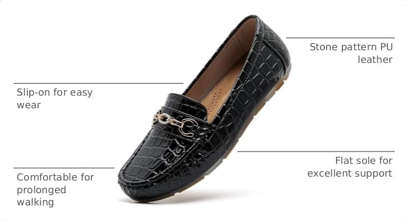 Image of Women's Business Loafers Work Casual Flats Shoes Lightweight Penny PU Leather Slip On Walking Shoes