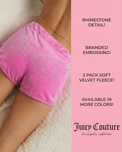 Image of Juicy Couture Women's 2-Pack Sleep and Lounge Velvet Fleece Dolphin Shorts