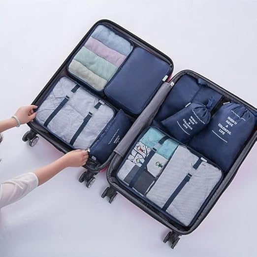Image of Packing Cubes for Travel, 7-Piece Luggage Organizer Set with Shoe Bag & Laundry Pouch, Lightweight Compression Travel Organizers for Suitcases, Carry-On & Backpacks (MIDNIGHT BLUE)