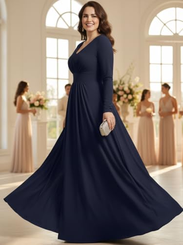 Image of KOH KOH Womens Long Sleeve Flowy Empire Waist Fall Pleated Maxi Dress