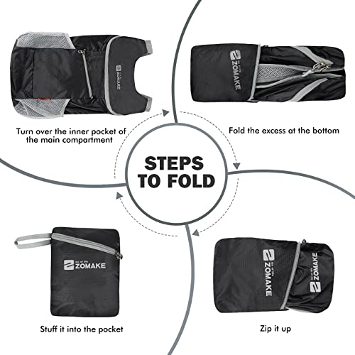 Mochila plegable ligera 14/25L negra y azul miniatura 5