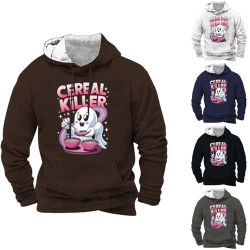 Halloween Hooded Sweatshirt for Men Cute Ghost Graphic Long Sleeve Party Pullover Fleece Lined Warm Outdoors Hoodie2