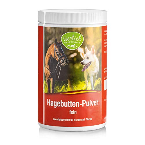 tierlieb Hagebutten-Pulver für Hunde & Pferde | Geprüfte Premiumqualität | 500g Pulver