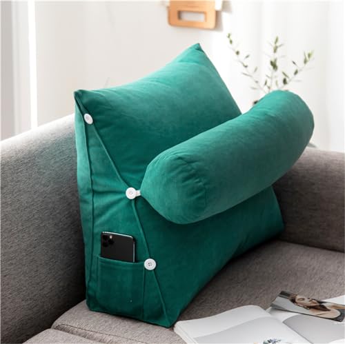 Treer Almohada Triangular Grande con Cuña Triangular para Respaldo, Almohada de Lectura de Cabecera Cojín de Apoyo Lumbar Cojín de Posicionamiento para Cama - Colorido (45 * 45 * 20cm,Azul eléctrico)
