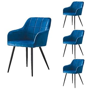 CLIPOP Dining Chairs Set of 4 Blue Velve...