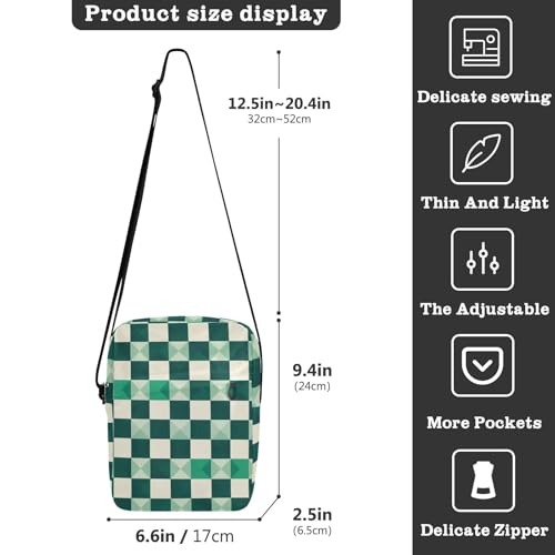 KLL Gingham Jade Cream mens messenger bag Vegan Leather cross body bag for woman Shopping Shoulder Hand Bags3