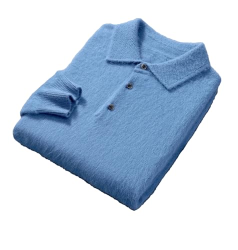 Men's Sweater Polo Neck Mink Cashmere Knitted Sweater Casual Loose Long Sleeve Pullovers