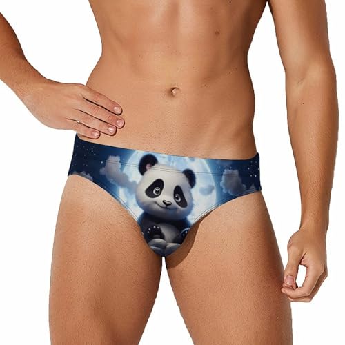 Panda Admiring The Moon Mens Swim Briefs Quick Dry Swim Trunk Bikini Underwear Swimsuit L
