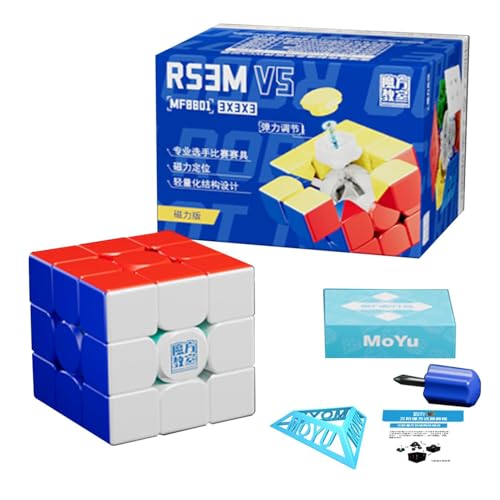 Moyu RS3M V5 Magnetic 3x3 Cubo de Velocidad Mágico sin Pegatinas Competitivo Sedoso y Fluido para los Amantes del Cubo (Magnetic Version)