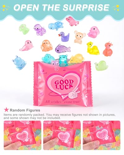 Image of FEXIA 150Pcs Mini Resin Animals Mystery Blind Bag Glow in The Dark Animal Figures Cute Micro Miniatures for Fairy Garden, Terrarium, Micro Landscape Aquarium Decor, DIY Crafts, Party Favors Gifts