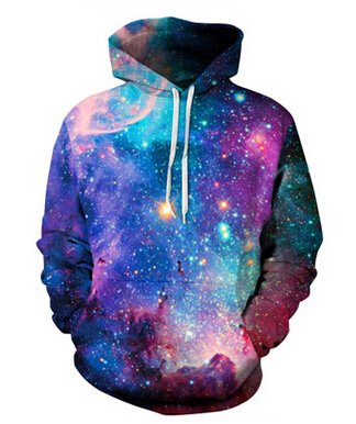 HelloTem Unisex 3D Galaxy Printed Sweatshirt Men's Pullover Big Pockets Hooded Hoodies, Small/Medium