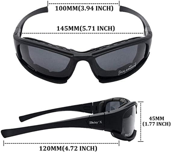 Miniatura 2 de Unifizz X7 - Gafas de sol militares tácticas, lentes polarizadas, unisex, color negro, con kit de 4 lentes para entrenamiento