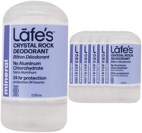 Lafe's Natural Deodorant | Unscented Crystal Mineral Rock Natural Deodorant for Women & Men | Vegan, Cruelty Free, Gluten Free, Aluminum Free, Paraben Free & Baking Soda Free with 24-Hour Protection (2.25 Ounce (Pack of 6))