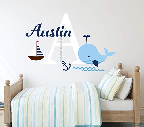 Vinilo decorativo náutico personalizado azul 24x16 pulg miniatura 2