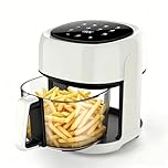 6L Air Fryer, 2400W Air Fryer with Transparent Glass, Smart Touch Panel & 8 Preset Modes, Oil-Free Healthy Cooking, Energy-Saving, Viewing Window for Whole Family