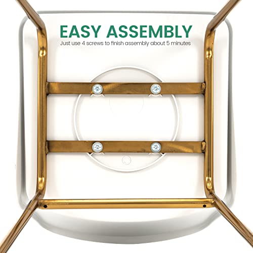 Brage Living Bar Stools 31.5 Inch Set Of 2, Pp Seat Retro Pu Leather Cushion Barstools With Low Back, Armless Bar Height Chairs For Kitchen Dining Cafe With Gold Legs, Yellow And White #TOP5