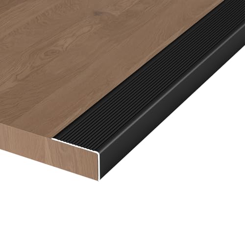 Strisce Antiscivolo per Gradini, Profilo per Bordo Scalas Profilo per Gradini, Larghezza 5 x Altezza 3 cm Profilo Angolare per Interni ed Esterni(Zwart,100cm/40in)