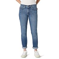 Amazon Essentials Women's Low-Stretch Mid-Rise Boyfriend Crop Jeans, Ash Blue Wash, 14
