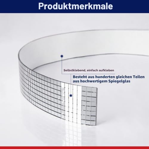 Art3dwallpanels Selbstklebende Mosaikfliesen Quadratische Glasspiegel Mosaikfliesen Spiegel für DIY Handwerk Dekoration (Silber|1 große Rolle)