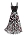 DRESSFO Women Gothic Skull Rose Dress Grommet Lace Up Ruched Ruffles A-Line Tank Midi Dress (Black/Medium)