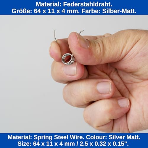 Ersatz Schenkelfeder für Mülleimer, 12 Stück, aus Metall, kompatibel mit DUO BIN Abfalleimer, 64 x 11 x 4 mm Metallfeder, Ersatzfeder Set für Müll Trennsystem, Mülltrenner Klappe Trennfach Klammer Kit