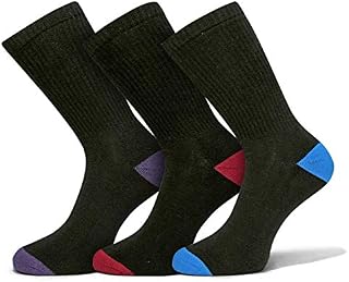 Softfabric Men's Classic Breathable Cotton Rich Mid Crew Calf Socks for Men. 3 Pairs