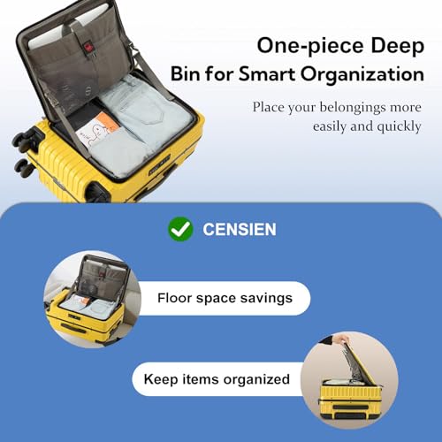 Carry On Luggage with Spinner Wheels, 20 Inch Airline Approved Suitcase, Lightweight ABS+PC Hard Shell Suitcases with Aluminum Frame, Top Opening, TSA Lock (Yellow, 1 PC)2