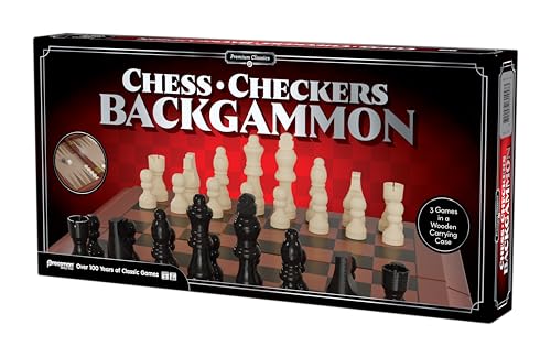 Pressman Premium Classics: Chess, Checkers, Backgammon | 3 Games in a Wooden Carrying Case | 2 Players, Ages 8+ by Pressman - Image 3