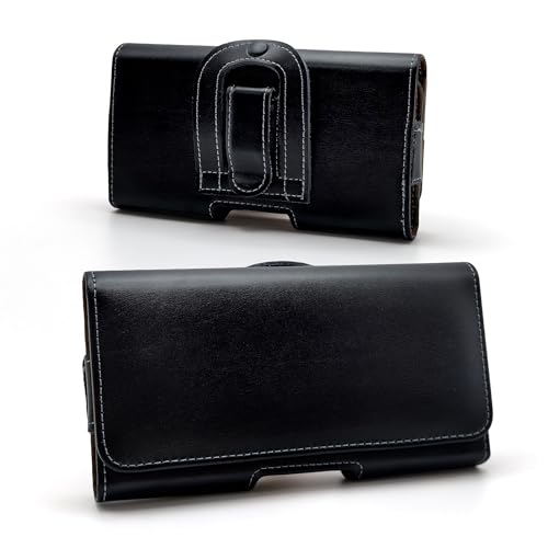 Étui de Ceinture Pochette Téléphone Portable Holster, Sacoche Telephone Horizontal Cuir Véritable Compatible avec iPhone 16 15 14 13 12 Samsung Galaxy S23 S24 S10 -...