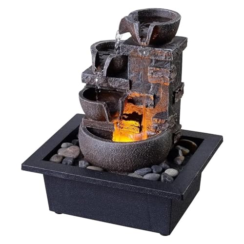 Fontaine de bureau 10 pouces avec cascade intérieure et roches rivière