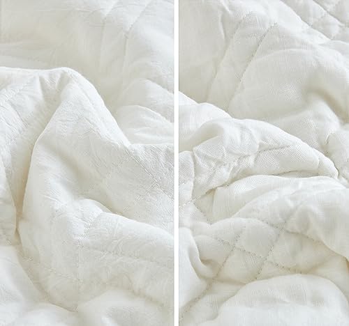 Image of HZ & HY Oversized King Bedspreads, Belgian Linen, White