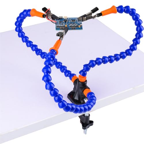 Image of Serplex Soldering Helping Hands Clamp, Third Hand Soldering Tool with 3 Flexible Alligator Clip Arms, PCB Third Hand Holder Soldering Station Vise Table Clamp PCB Holder for Electronics Repair