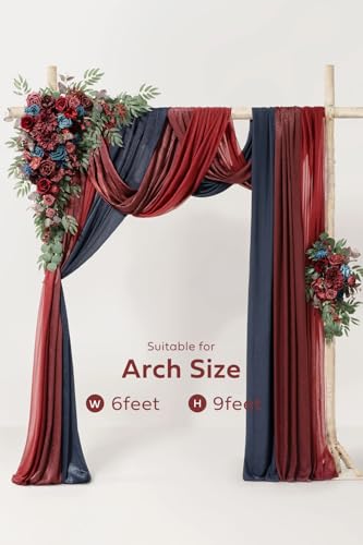 Lings-Moment-Deluxe-Red-Artificial-Wedding-Arch-Flowers-with-Drapes-Kit-Pack-of-5-2pcs-Flower-Arrangements-3pcs-Hanging-Sheer-Drapes-Blue-Ceremony-Arbor-Reception-Backdrop-Rose-Floral-Decorations Lings Moment Deluxe Red Artificial Wedding Arch Flowers with Drapes Kit Pack of 5 2pcs Flower Arrangements 3pcs Hanging Sheer Drapes Blue Ceremony Arbor Reception Backdrop Rose Floral Decorations