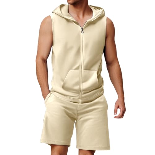 Survêtement d'été pour homme avec sweat à capuche et fermeture éclair