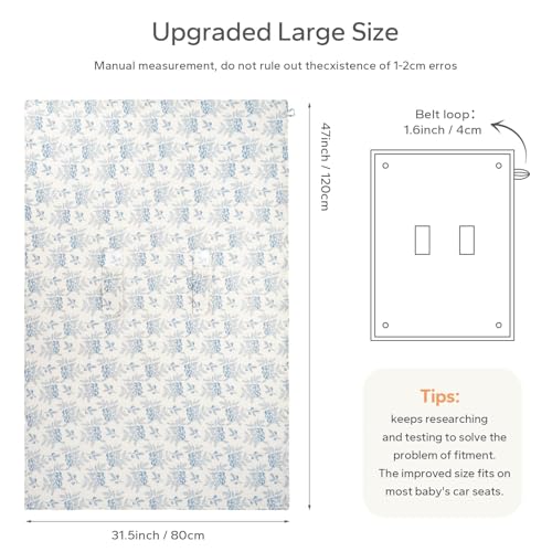 Image of SERAPHY 2-in-1 Muslin Baby Car Seat Cover & Nursing Cover, Soft Lightweight Breastfeeding Cover for Boys and Girls,Breathable Canopy for Infant Carseat & Stroller for Summer-Blueberrie