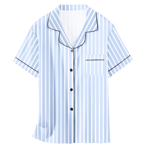 Image of Girls & Womens Satin Pajamas Set, Silk Button-Down Sleepwear 2 Piece Nightwear, 3 Years - Women XXL
