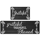 HEBE Anti Fatigue Kitchen Rug Sets 2 Piece Non Slip Thick Cushioned Kitchen Floor Mats Set...