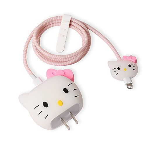 MTYXYTM 3D Cute Cartoon Series Fast Charger Protector 18W 20W iPhone 14 13 12 11 Pro Max Fast Charging Cable charger Head Cover Accessory Data Cable protective Sleeve, No.01(4in1)